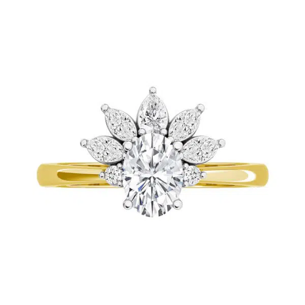 floral inspired oval half halo engagement ring 1