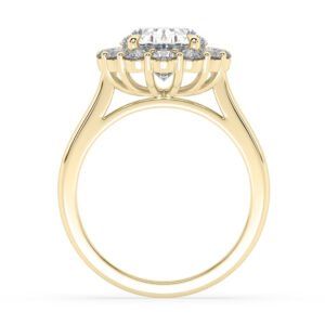 modern oval diamond halo engagement ring in yellow gold 2