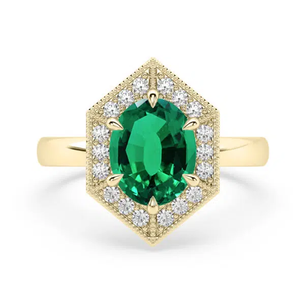 oval colombian emerald vintage style engagement ring 1