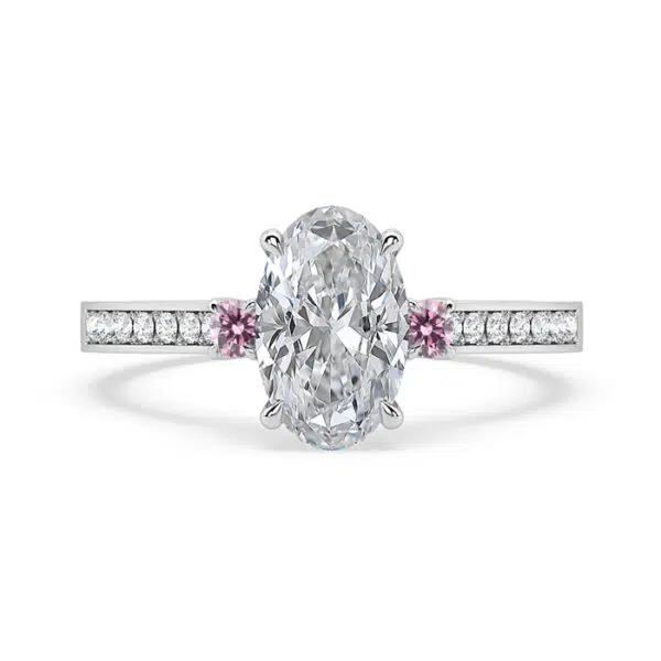 oval diamond engagement ring with pink diamonds 1