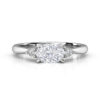 oval side set diamond engagement ring with round side stones 1