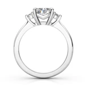 oval side set diamond engagement ring with round side stones 2