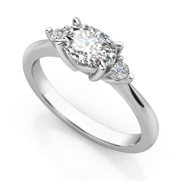 oval side set diamond engagement ring with round side stones 3