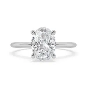 oval solitaire diamond engagement ring with hidden halo 1