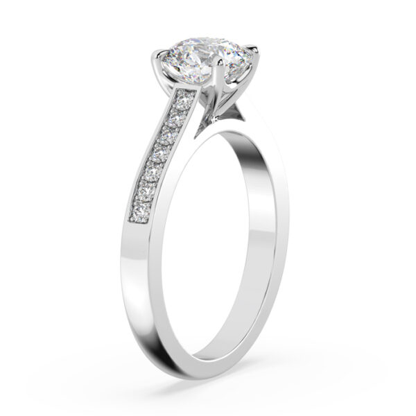 round diamond engagement ring with pave set band 3