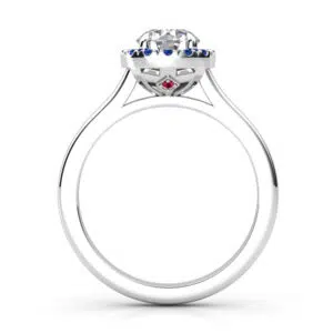 round diamond engagement ring with sapphire halo 4