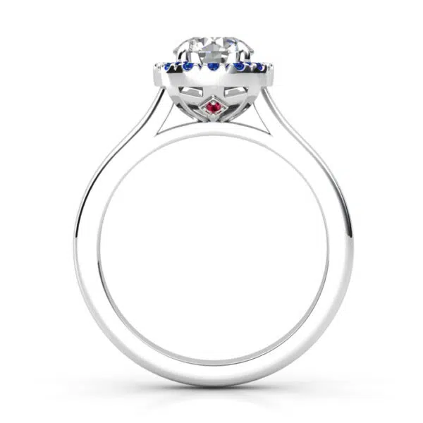 round diamond engagement ring with sapphire halo 4