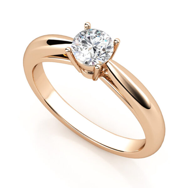 round diamond tapered band dress ring in rose gold 1