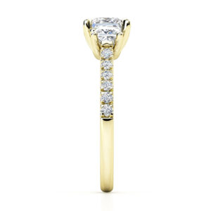 three stone princess cut diamond engagement ring in yellow gold 3