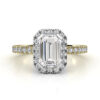 two tone metal emerald cut halo engagement ring 4