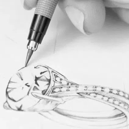 hand drawn diamond engagement ring design