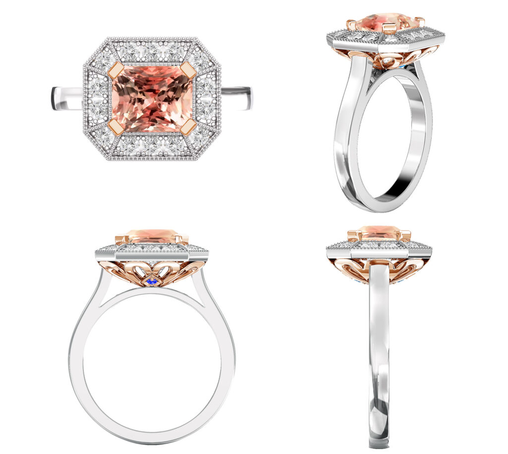 padparadscha sapphire custom engagement ring design