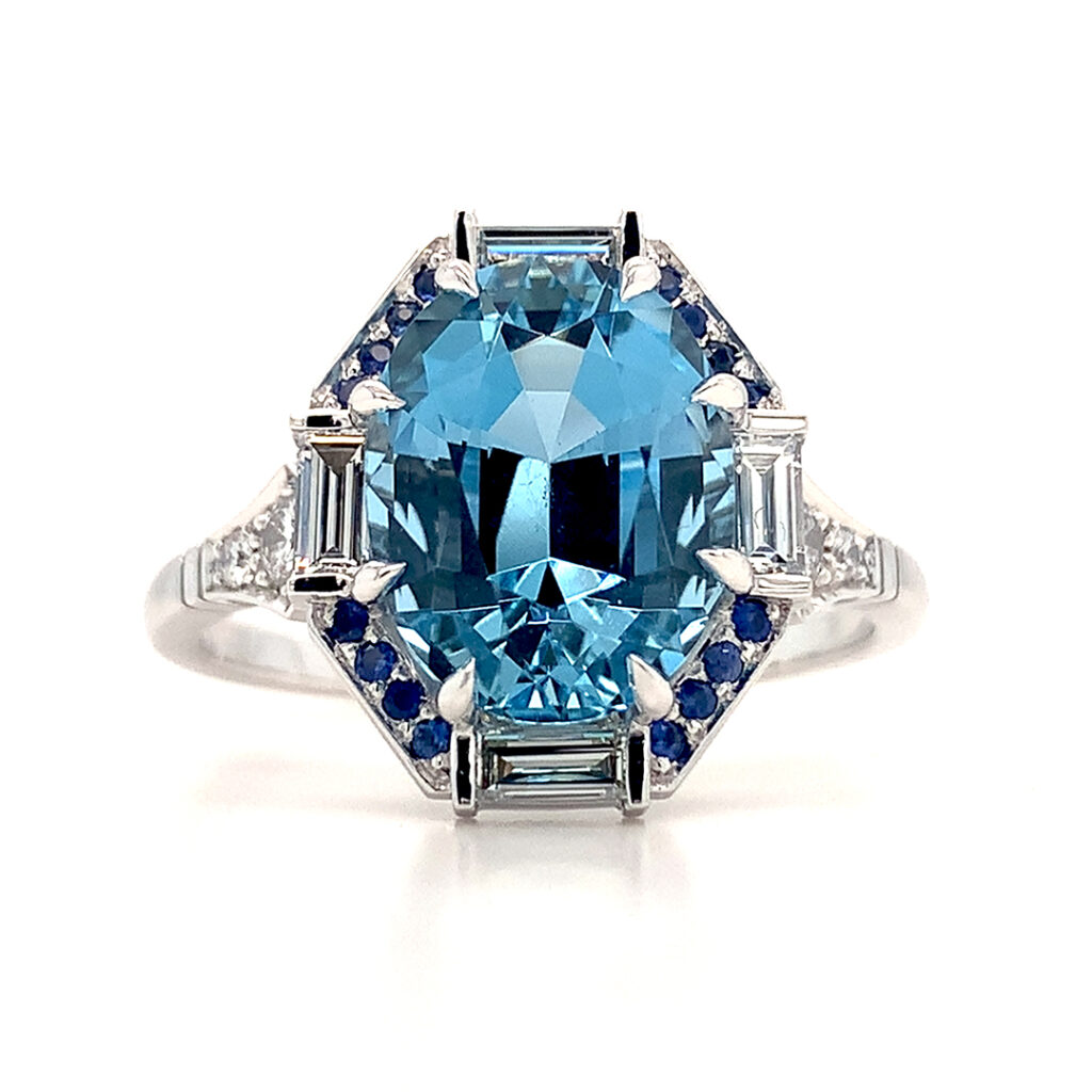 aquamarine art deco ring