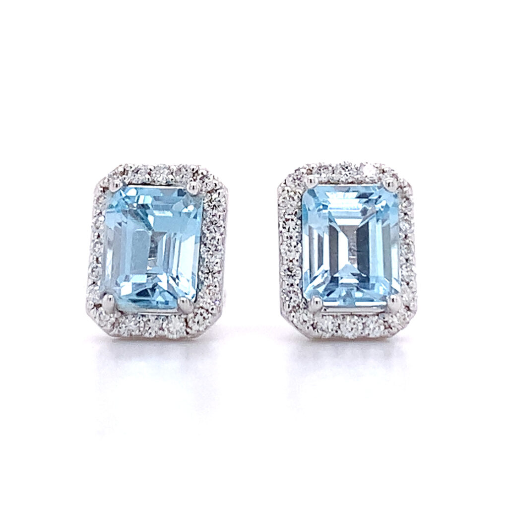 aquamarine halo studs