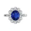 blue sapphire flower semi bezel halo with pear diamonds