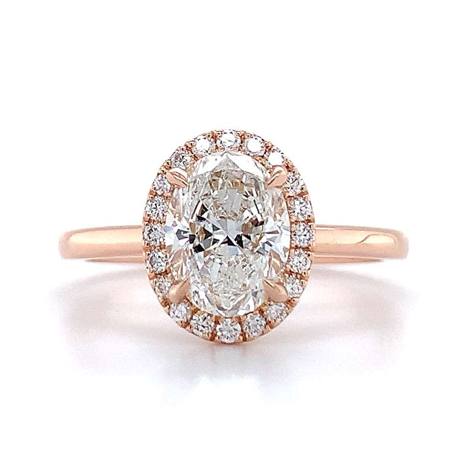 rose gold halo oval ring