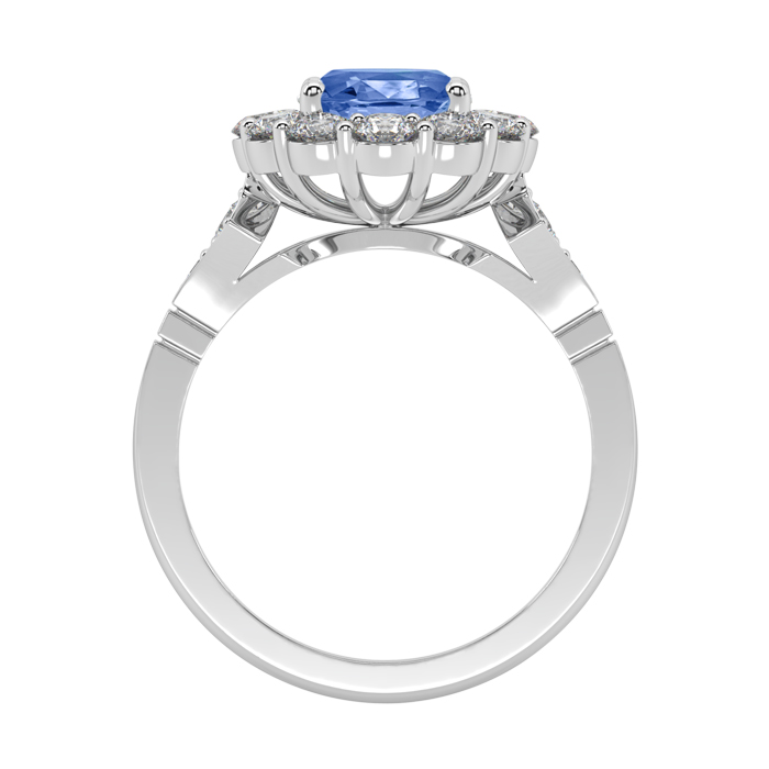 Light Blue Sapphire Vintage Oval Halo Engagement Ring | Waldemar Jewellers