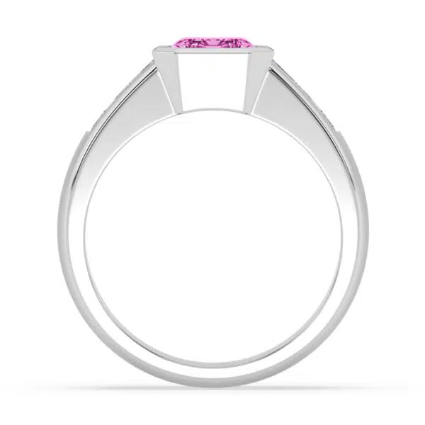Modern Pink Sapphire Ring with Baguette Diamonds 2