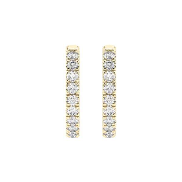 13.5mm CutDown Set Diamond Hoop Earrings WG YG