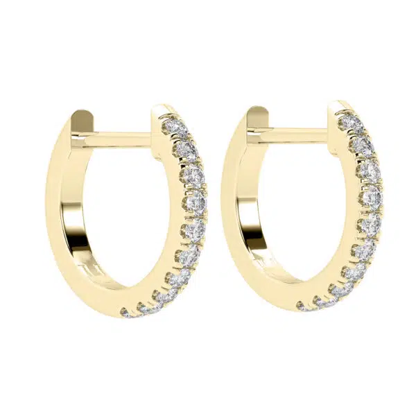13.5mm CutDown Set Diamond Hoop Earrings YG PV