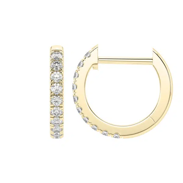 13.5mm CutDown Set Diamond Hoop Earrings YG RV