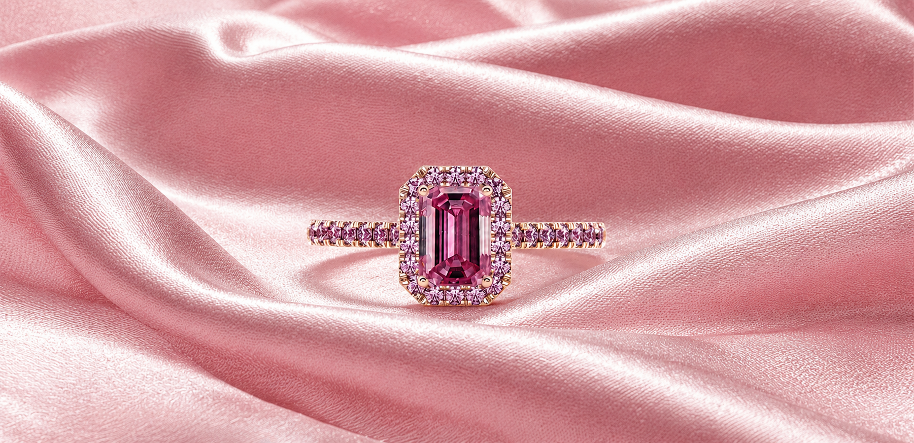 Pink Diamond Ring Emrald cut 2