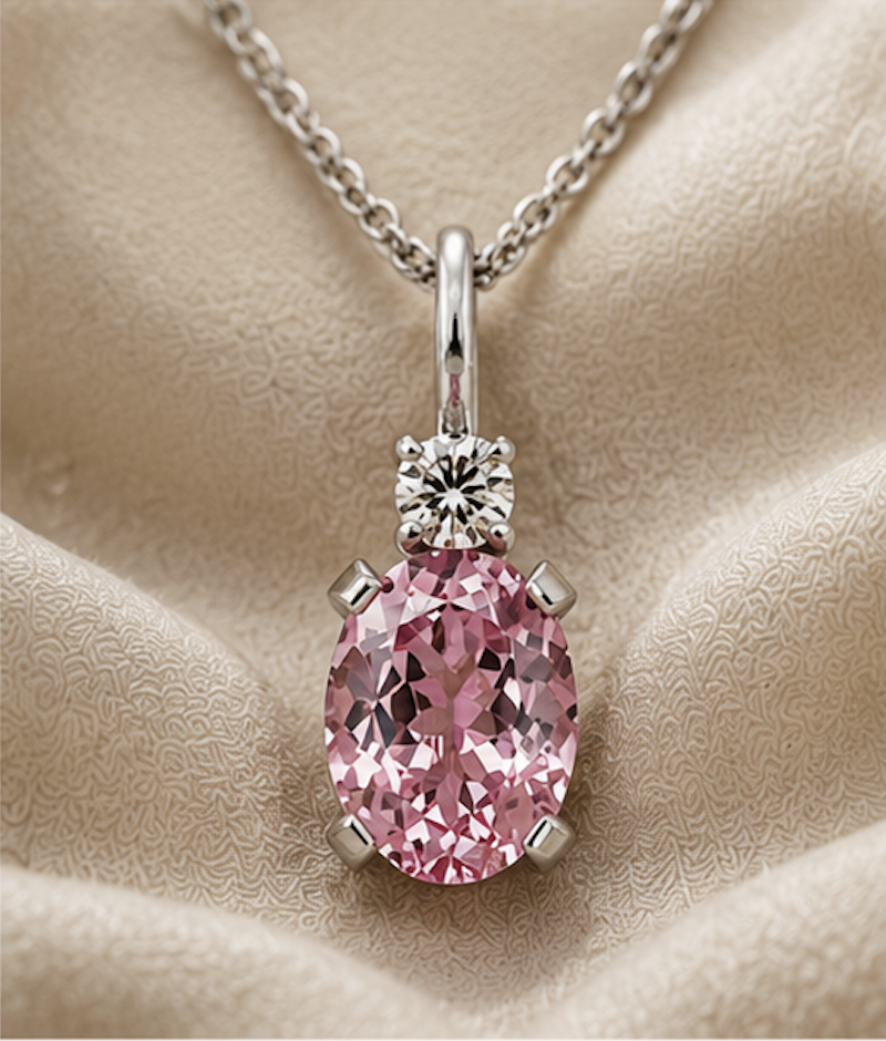 Oval cut pink gemstone Neckalce