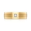 Yellow gold men's wedding band with square colourless diamond and matt finish – Waldemar Jewellers